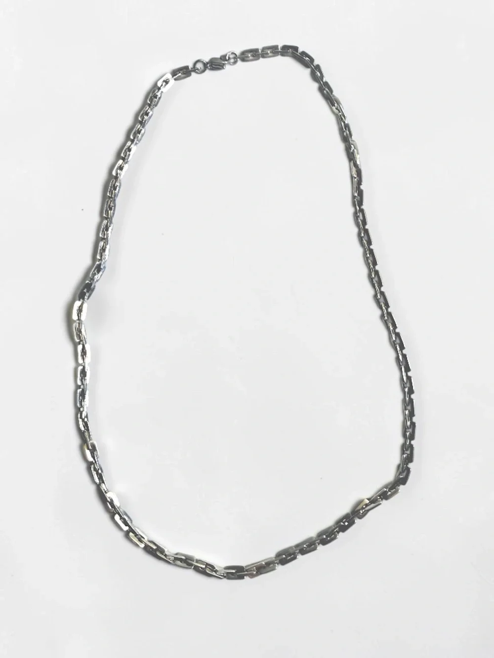 Silver Tone Figaro Link Chain Necklace Unisex Stainless Steel Style